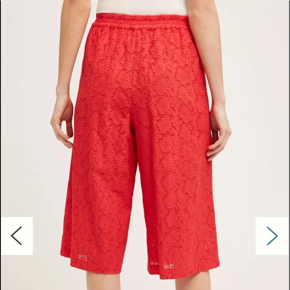Elevenses Anthropologie Rouge Eyelet Wide-Leg Crop culottes, Women’s Size Small - Picture 3 of 12